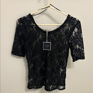 Kaari Blue Black Lace Blouse